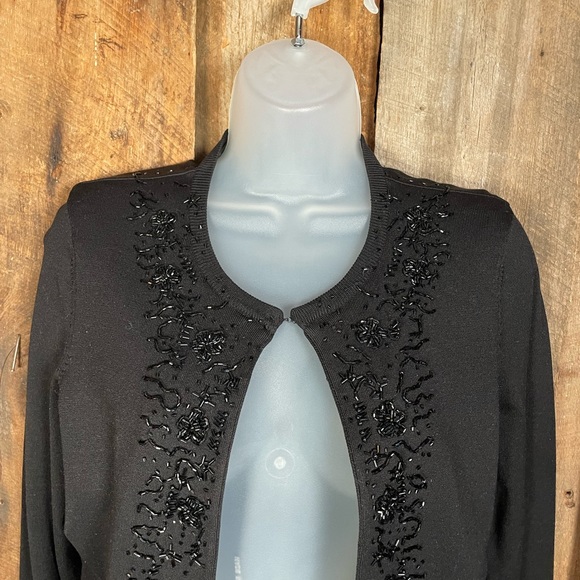 INC Black Beaded Evening Cardigan - size Medium - Picture 2 of 8